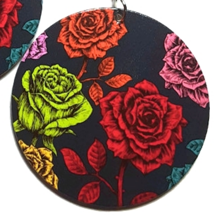 Earrings Vintage Neon Roses Statement