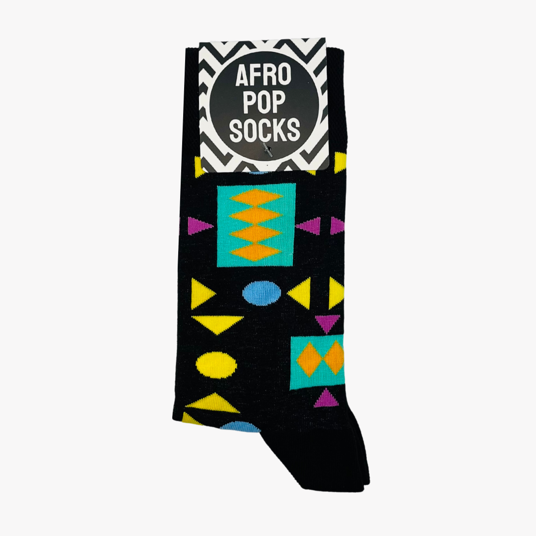 Afro Pop Socks - Retro Black