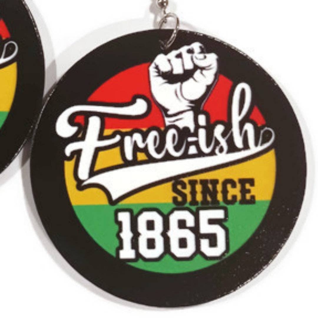 Earrings Power Fist Freeish Since 1865 Statement Dangle Wood