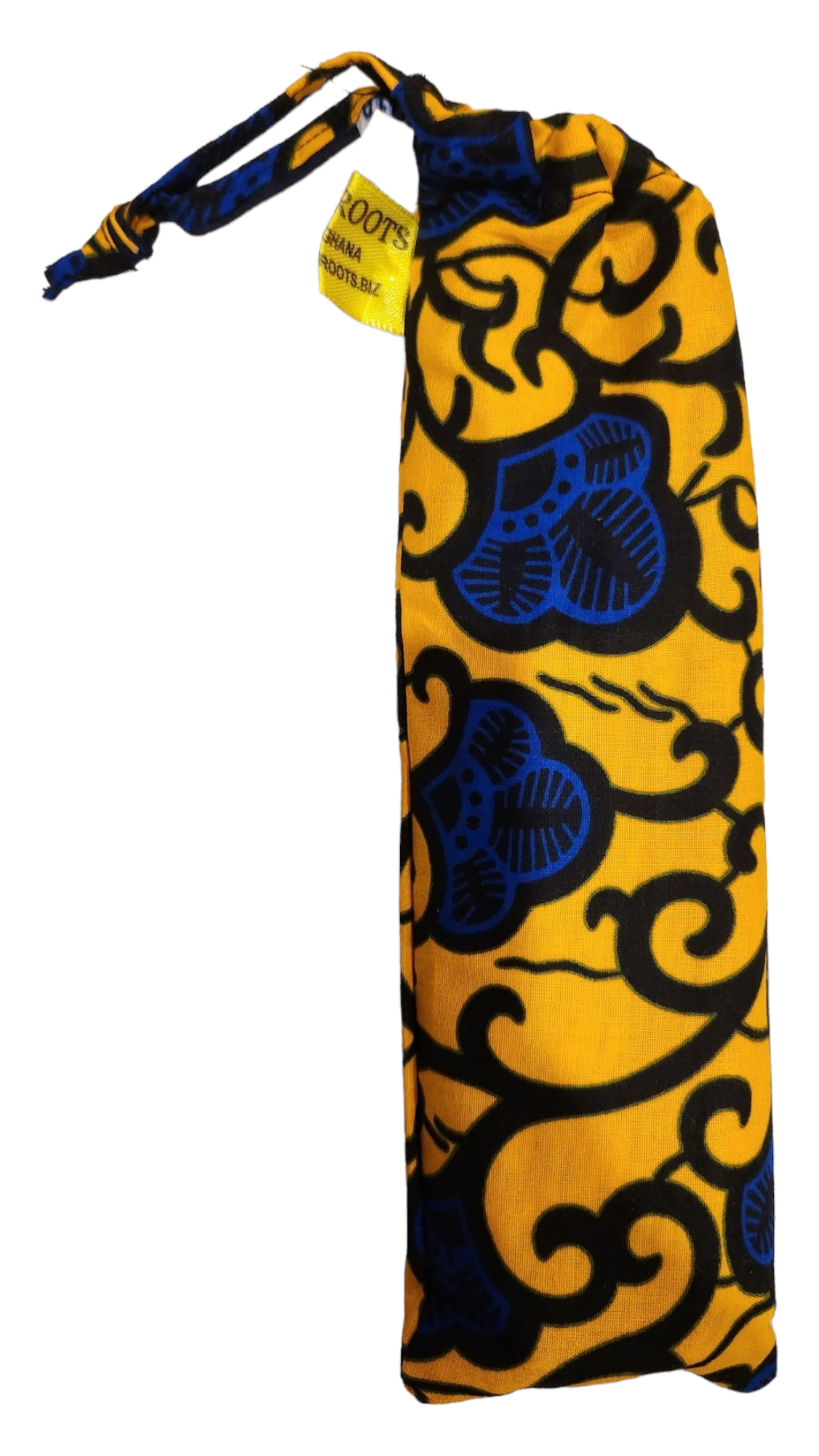Ankara Fan - Yellow with Blue Flowers