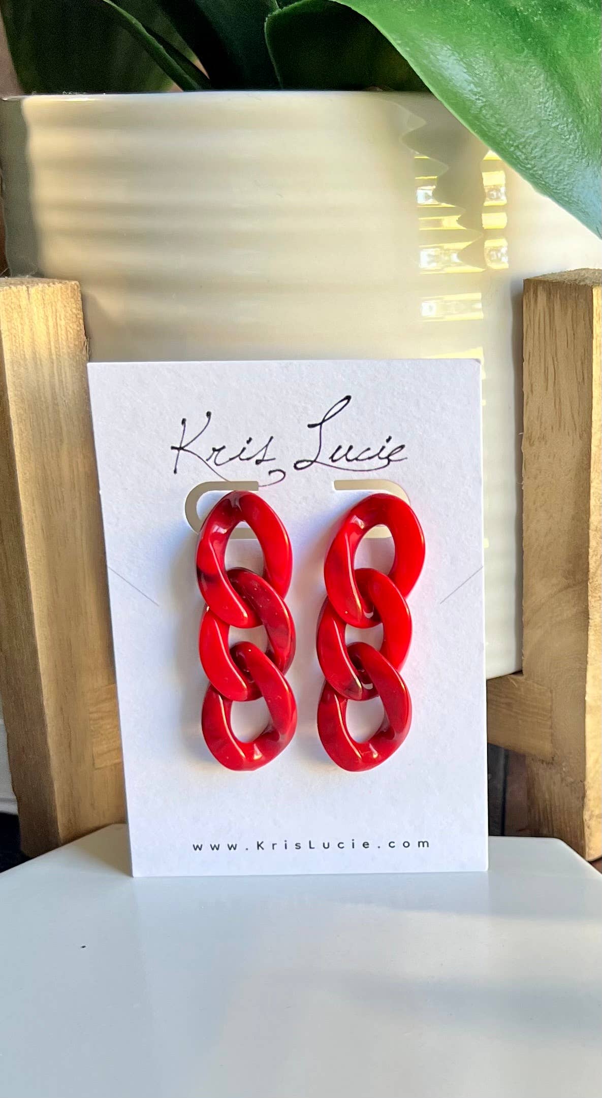 Earrings - Wendy Red Chain