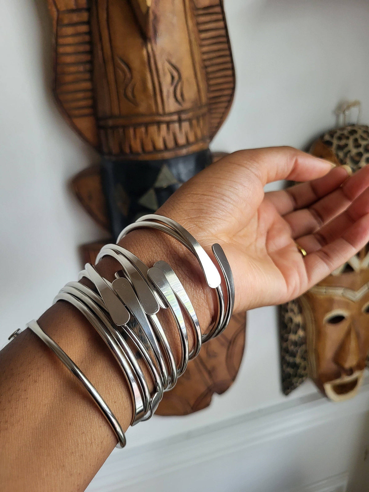 Bracelets - Silver Brass Coil Bangles