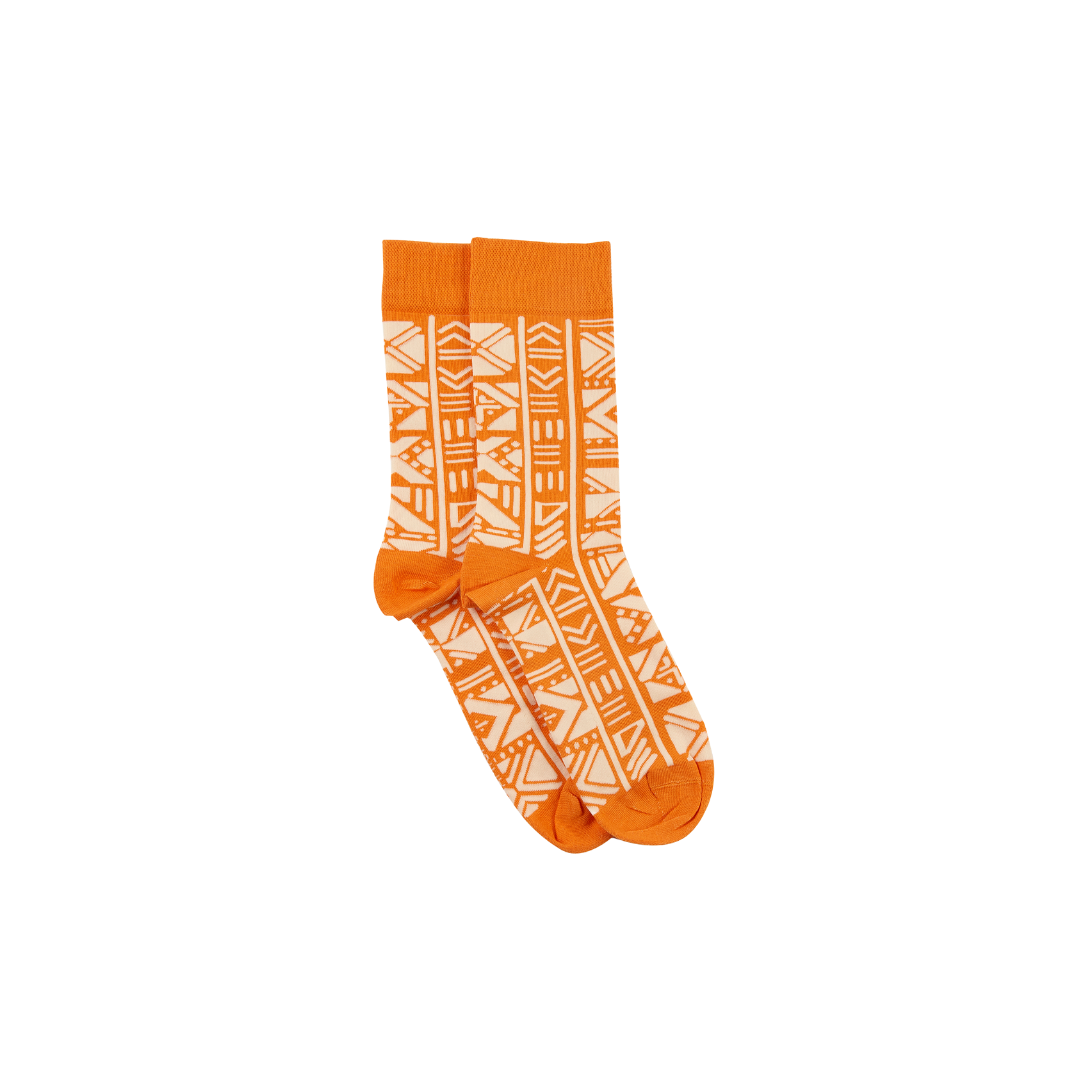 Afropop Socks - Bogolan Orange