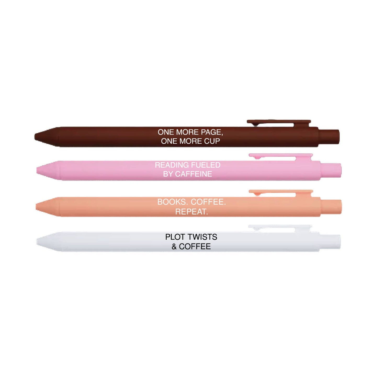 Pen Set - Caffeinated Reader Pen Set | Bookish Coffee Lover