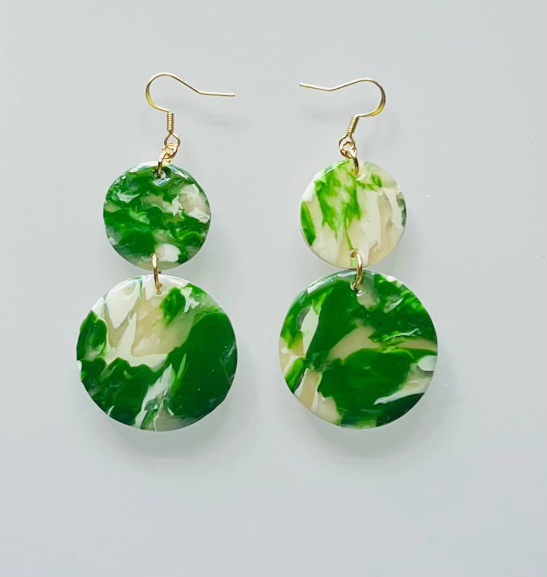 Earrings - Green Marble
