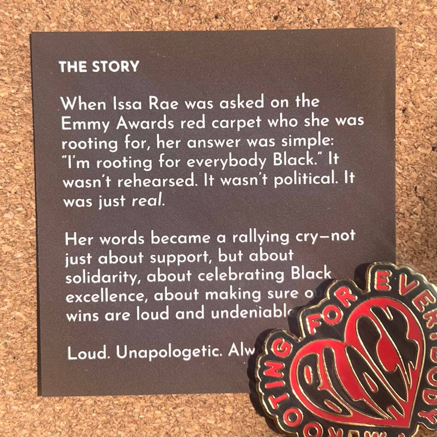Lapel Pin - Rooting for Everybody Black
