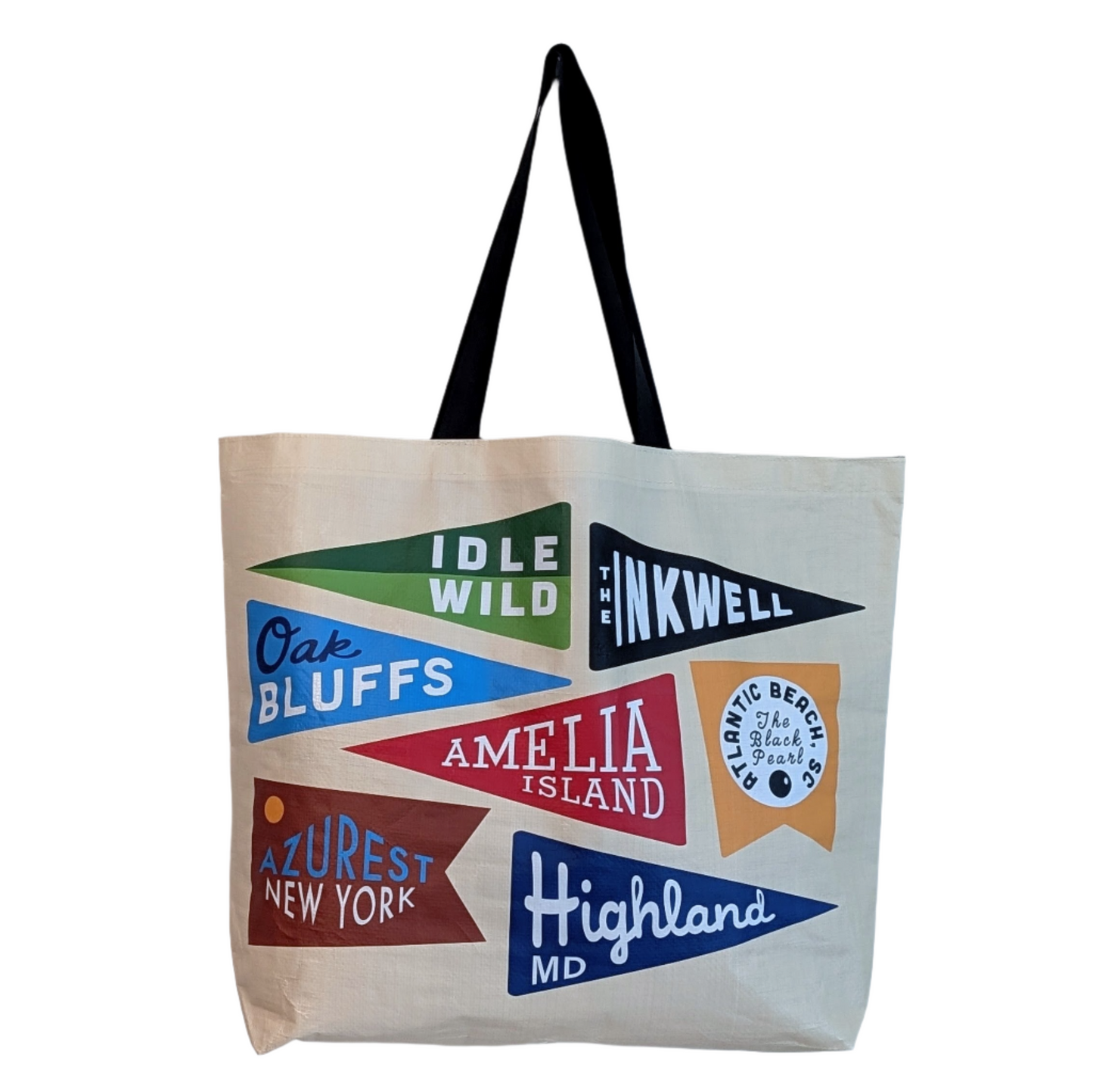 Vinyl Carryall Tote Bag - Beach Flags