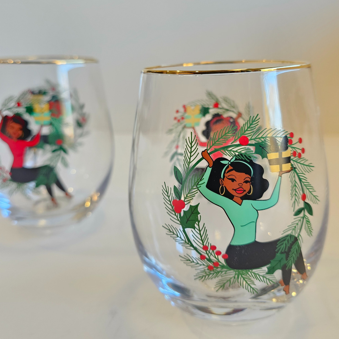 Holiday Holly Wine Glasses (2 Pack)