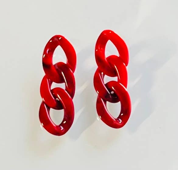 Earrings - Wendy Red Chain