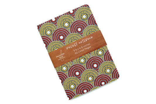 Notebook (Mini) - African Print Pocket Red and Yellow (Ankara)