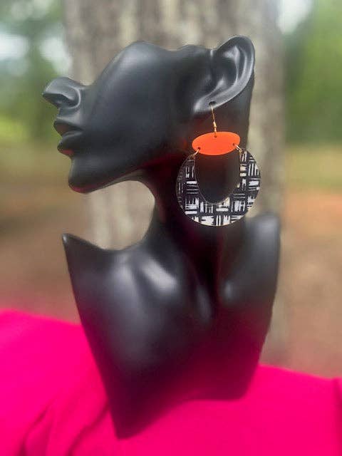 Earrings- Orange and Black Dangle