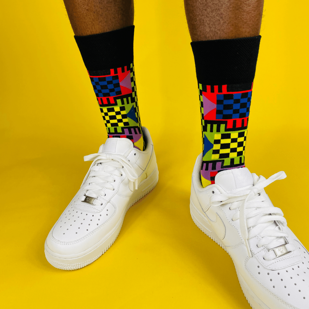 Afro Pop Socks - Geom Black