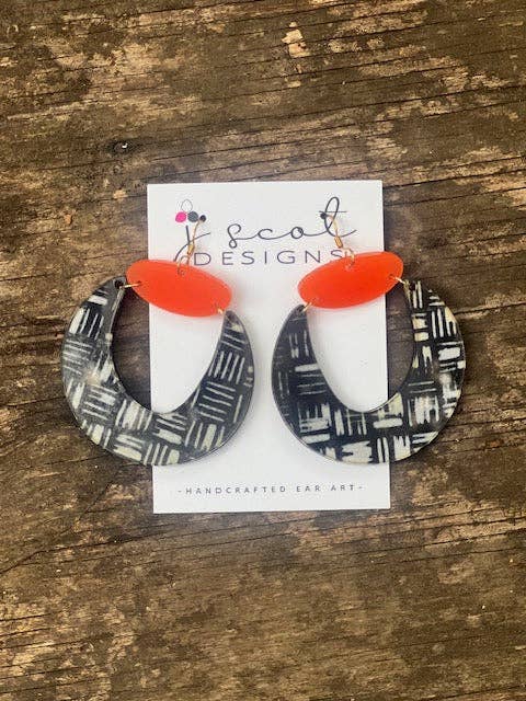 Earrings- Orange and Black Dangle