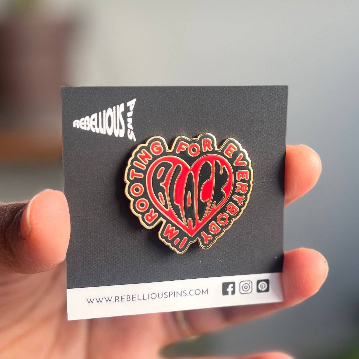 Lapel Pin - Rooting for Everybody Black