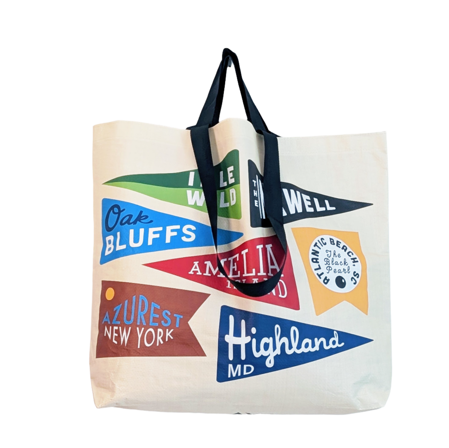 Vinyl Carryall Tote Bag - Beach Flags