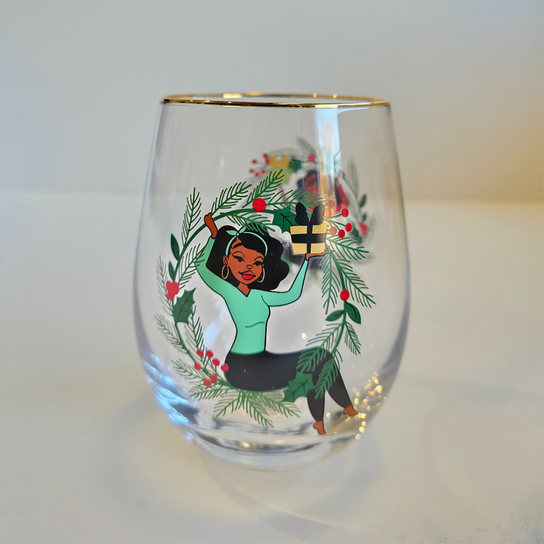 Holiday Holly Wine Glasses (2 Pack)