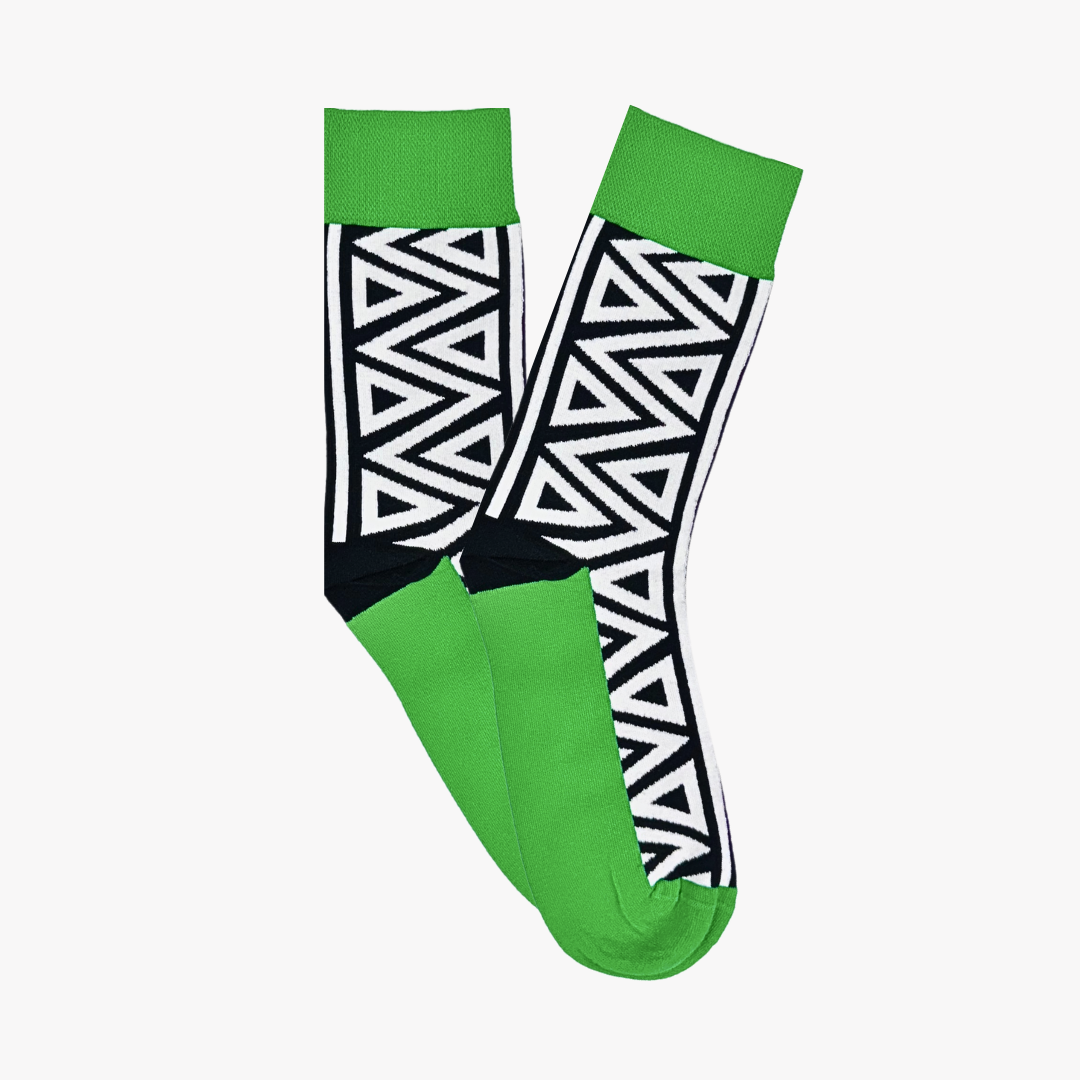 Afropop Socks - Triangles Green
