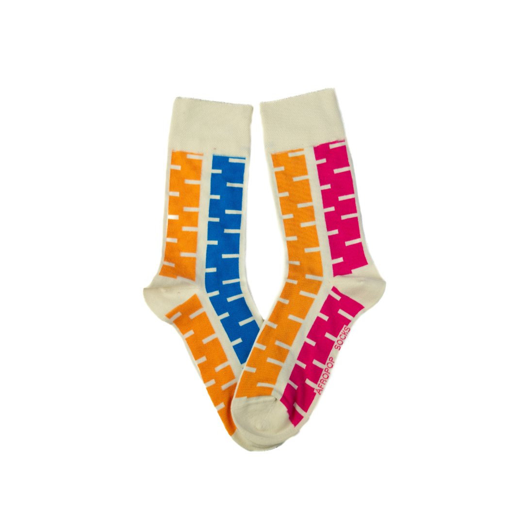Afropop Socks - Cream Stripes