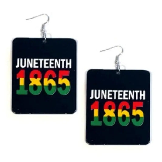 JUNETEENTH 1865 RYG Rectangle Statement Wood Earrings