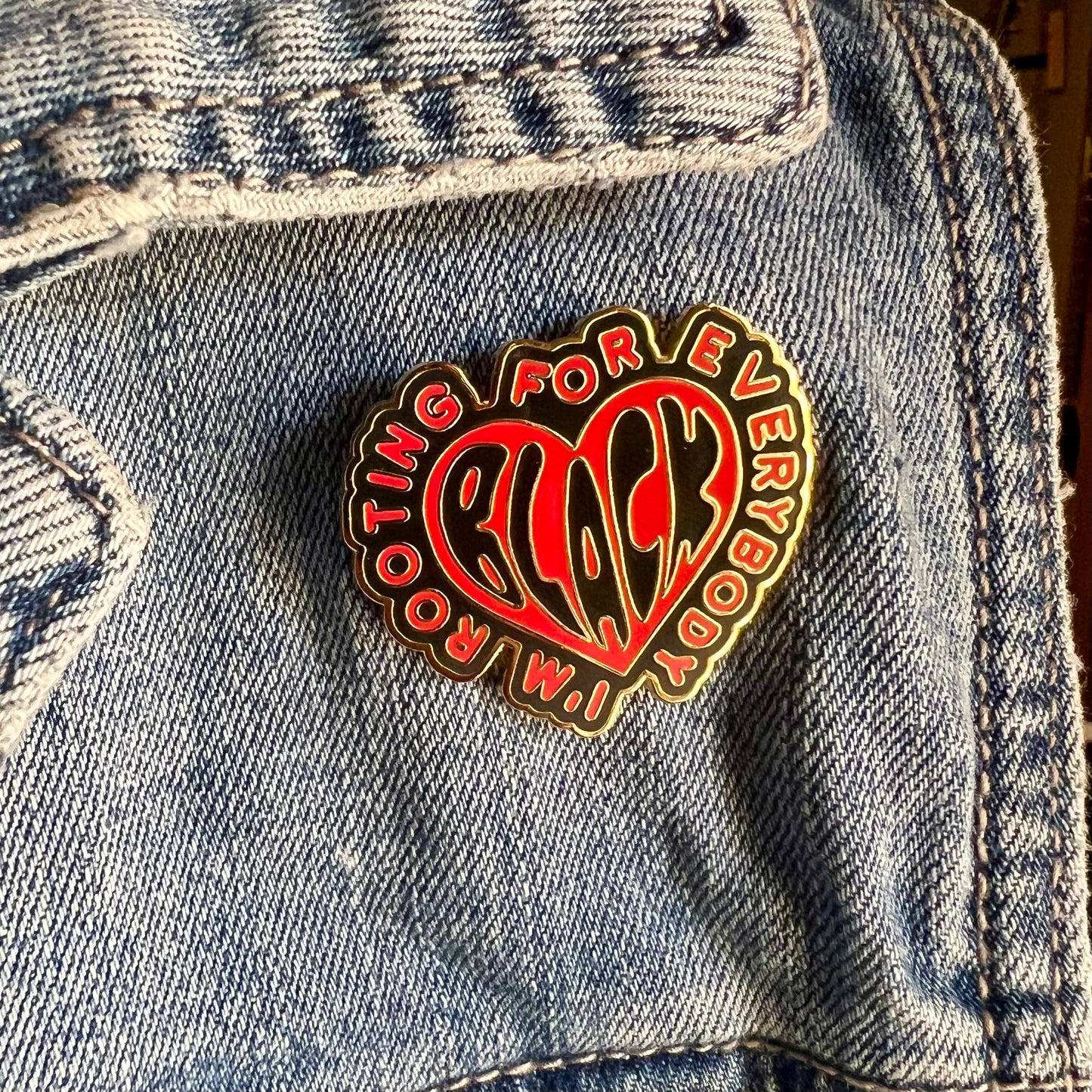 Lapel Pin - Rooting for Everybody Black