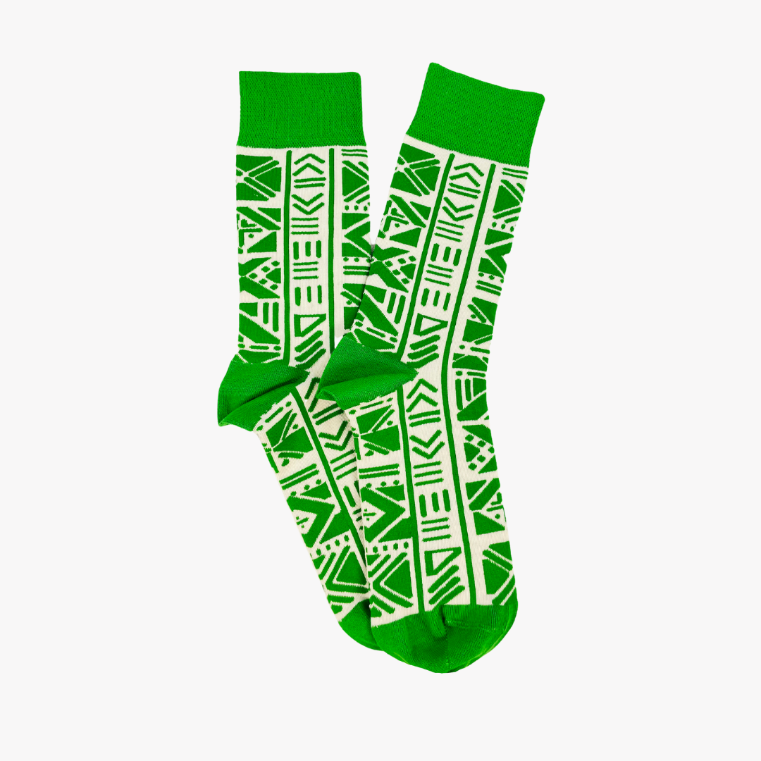 Afropop Socks - Bogolan Green