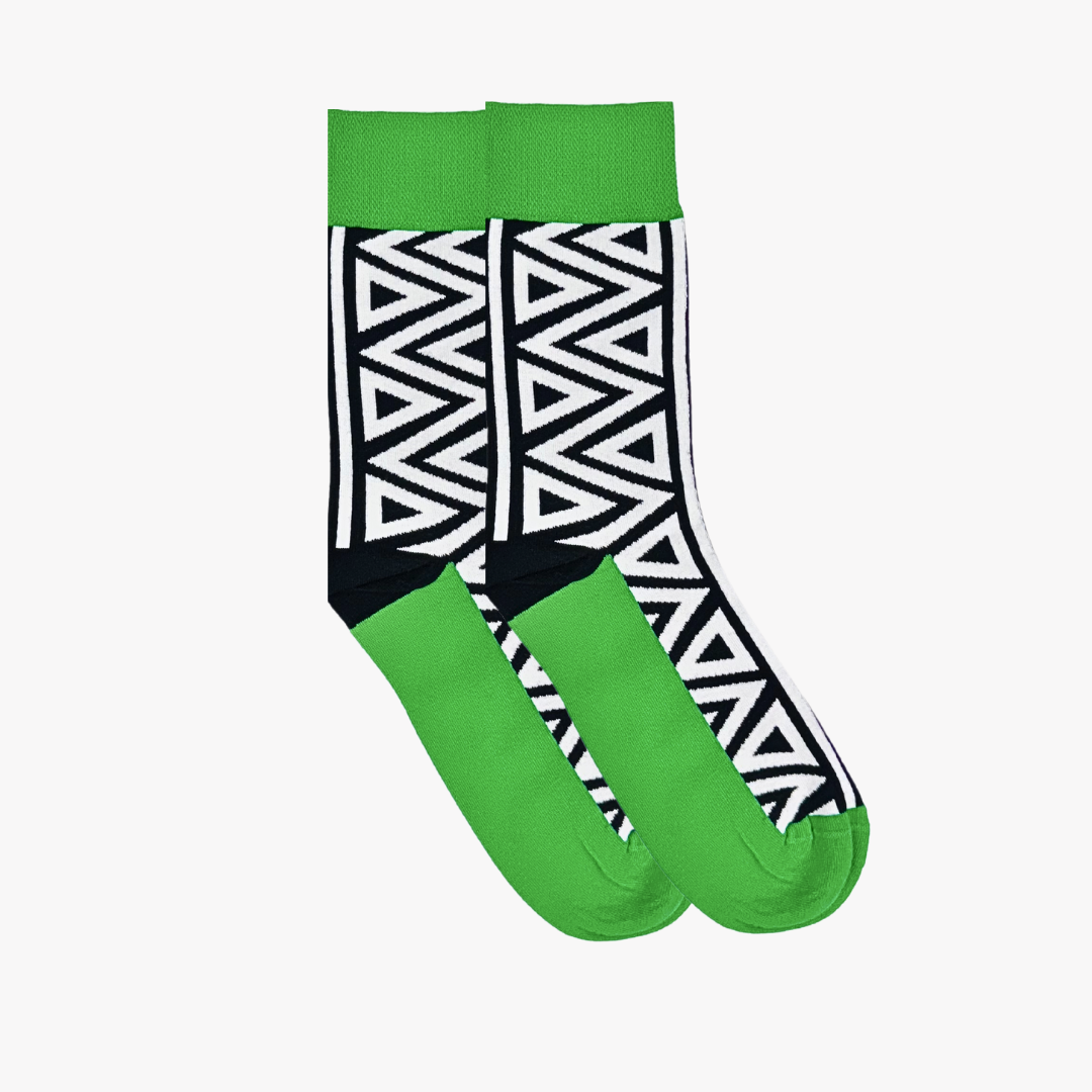 Afropop Socks - Triangles Green