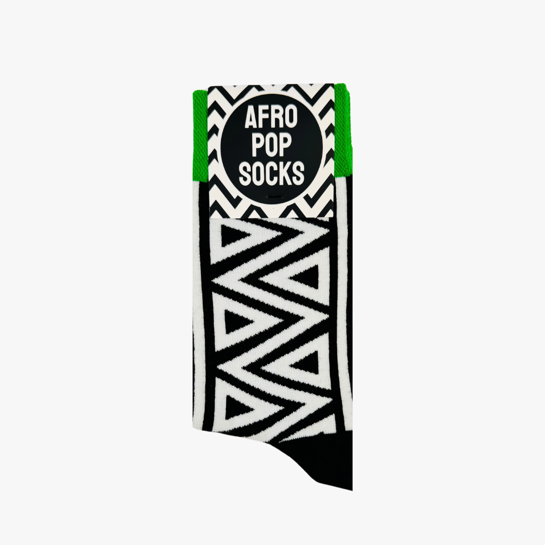 Afropop Socks - Triangles Green