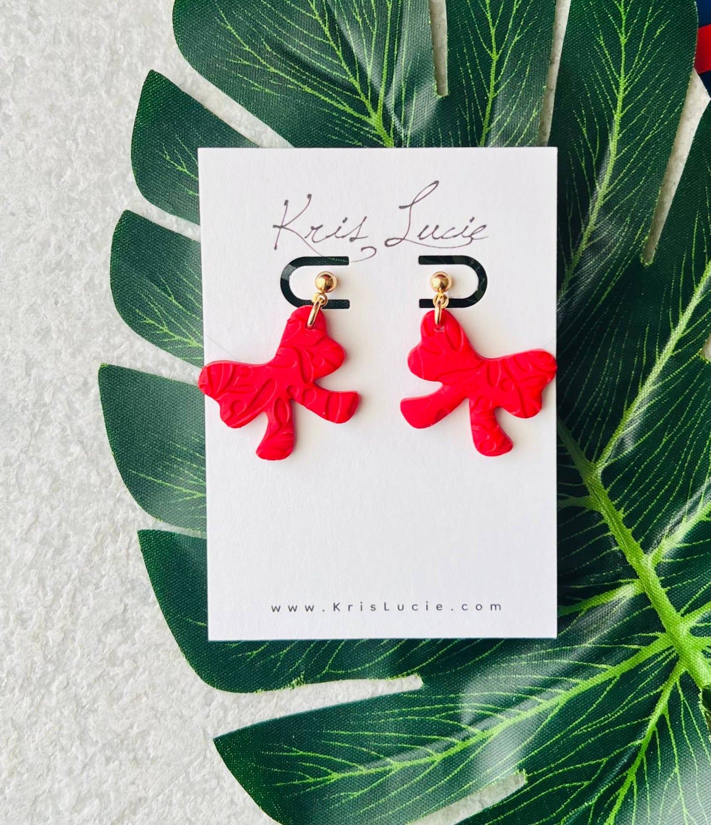 Earrings Red Bow