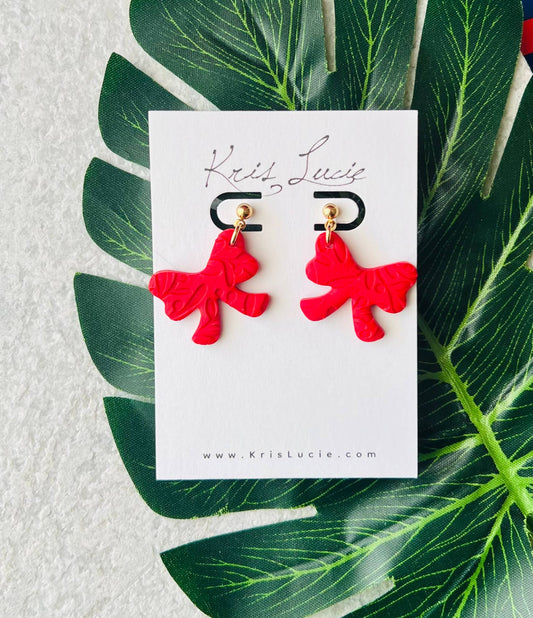 Earrings Red Bow