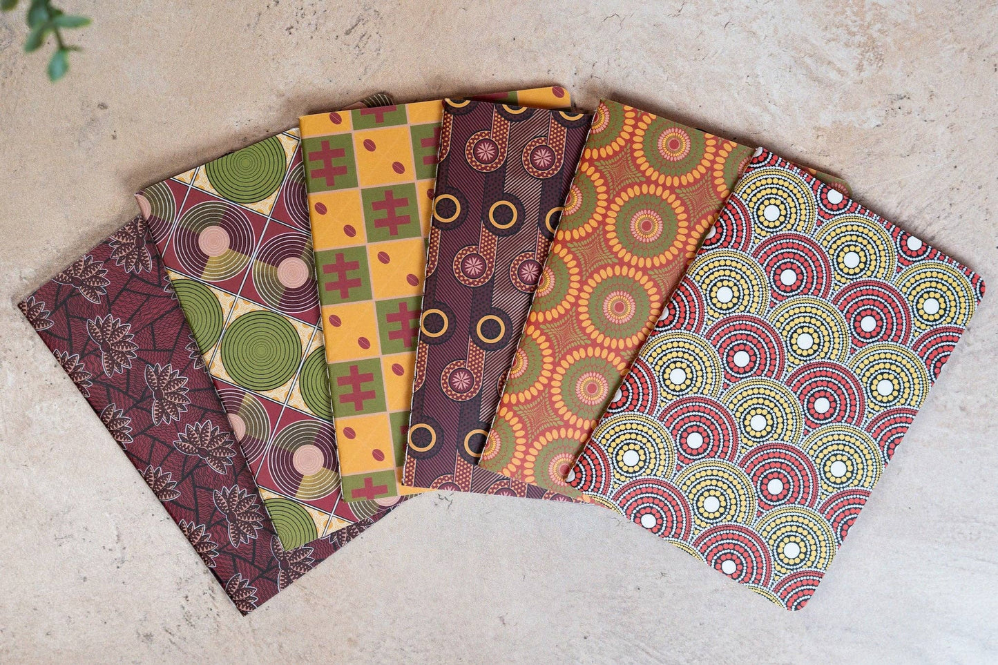 Notebook (Mini) - African Print Pocket Red and Yellow (Ankara)