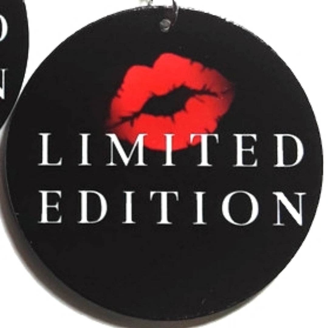 LIMITED EDITION Red Lipstick Muah Statement Dangle Wood Earrings