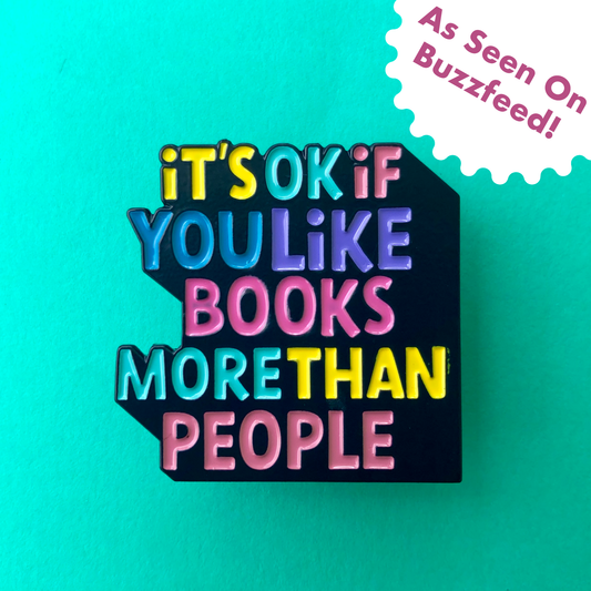 Lapel Pin - Books More Than People Enamel