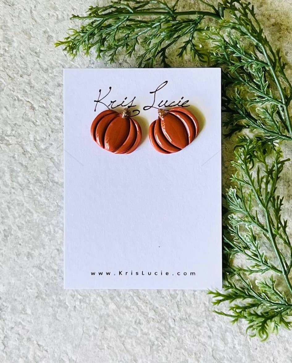 Earrings - Terra Cotta Pumpkin Studs
