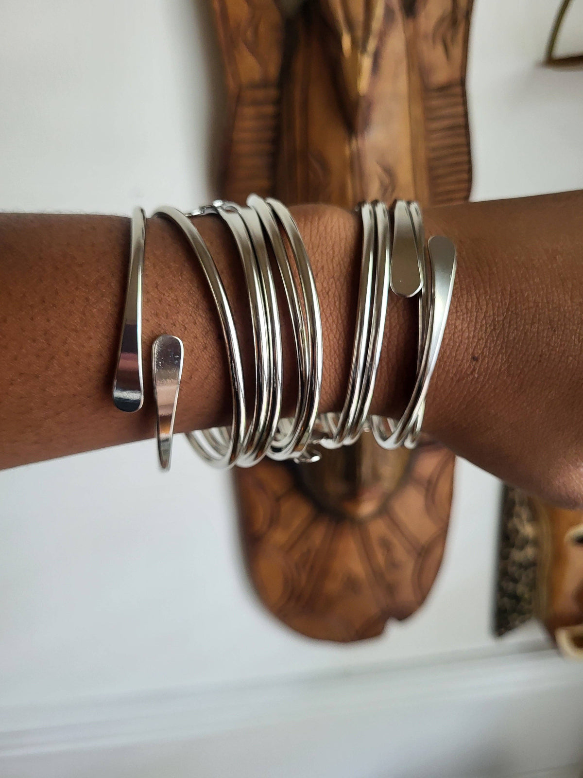 Bracelets - Silver Brass Coil Bangles