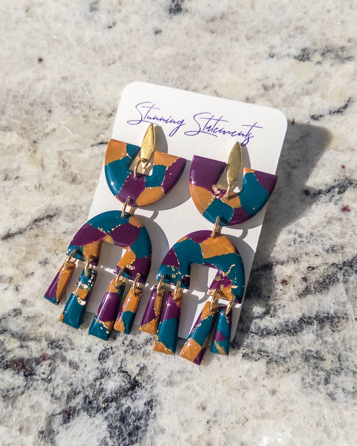 Earrings - Karina Abstract Clay Dangle