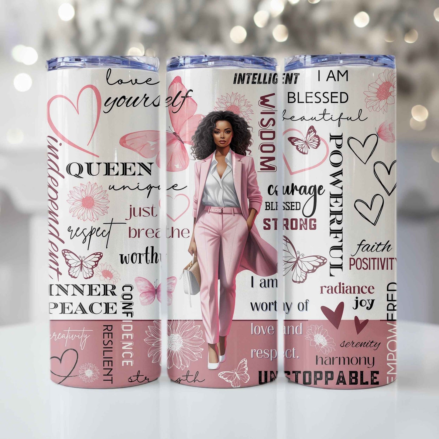 Tumbler Inspirational Black Woman • Pink
