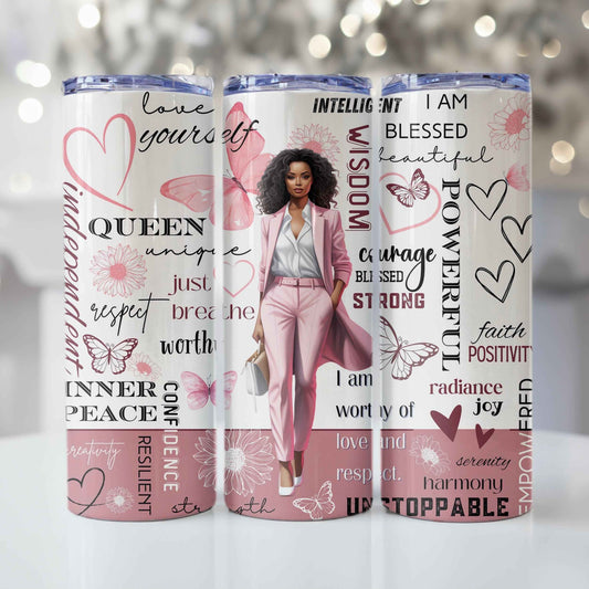 Tumbler Inspirational Black Woman • Pink