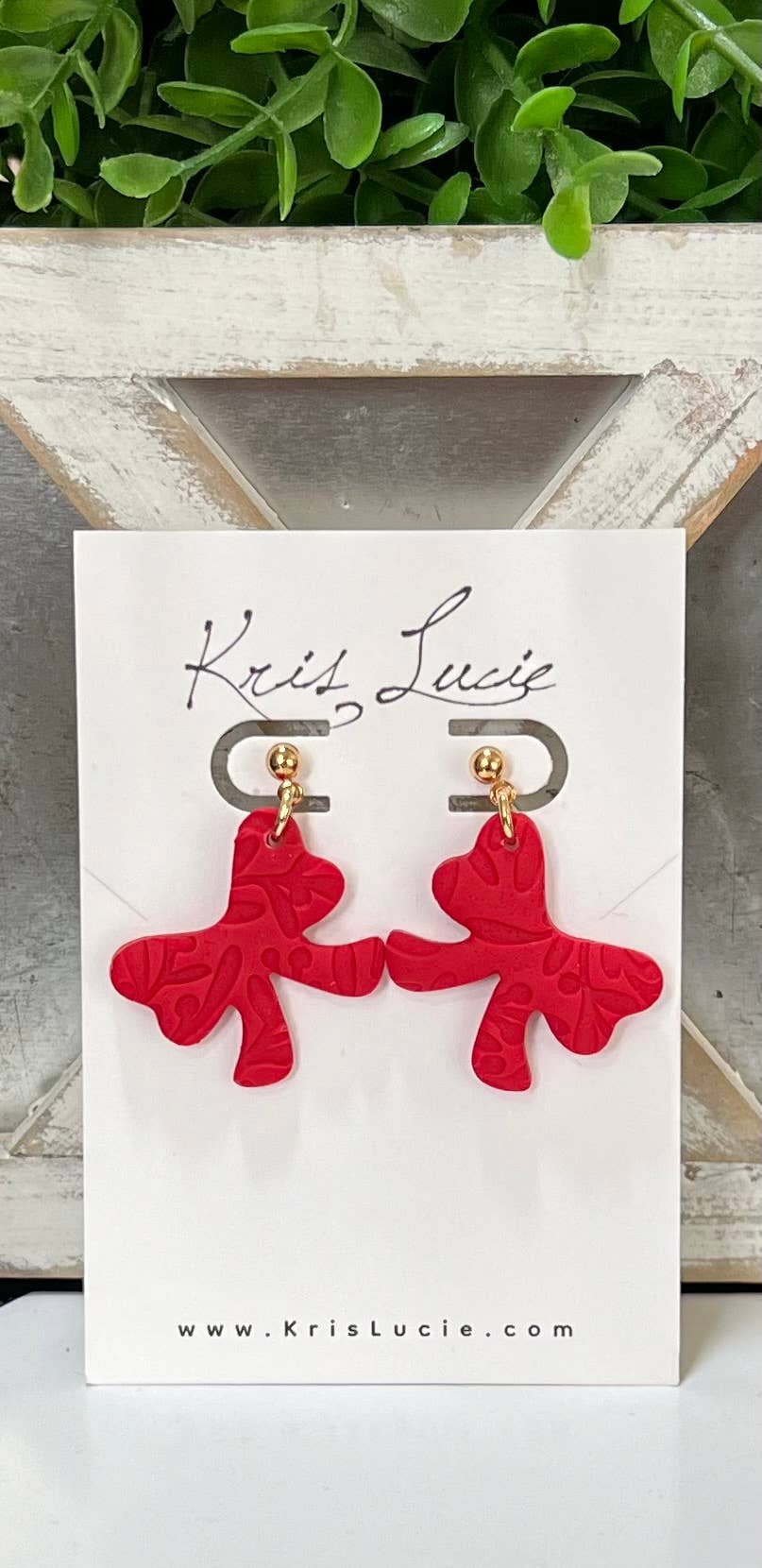 Earrings Red Bow
