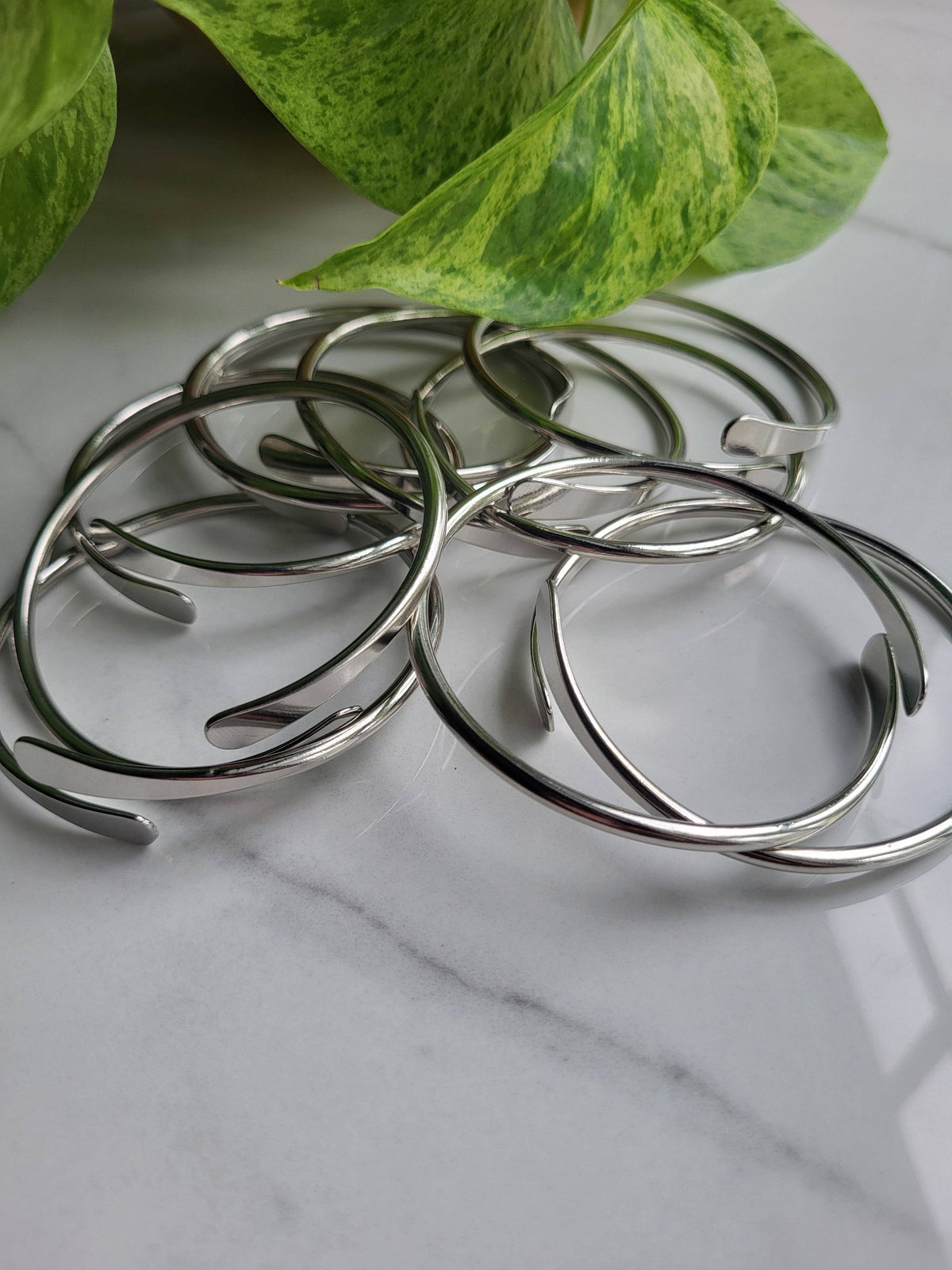Bracelets - Silver Brass Coil Bangles