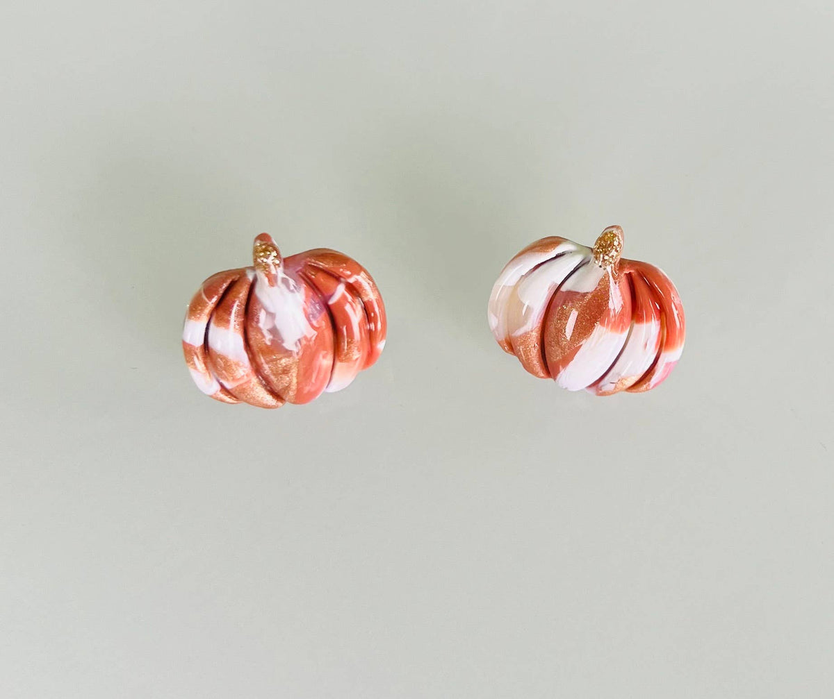 Earrings - Terra Cotta Mix Pumpkin Studs