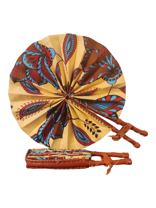 Ankara Fan - Red & Blue Flowers