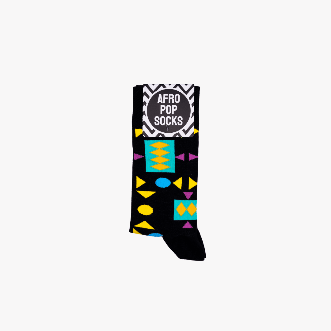 Afro Pop Socks - Retro Black