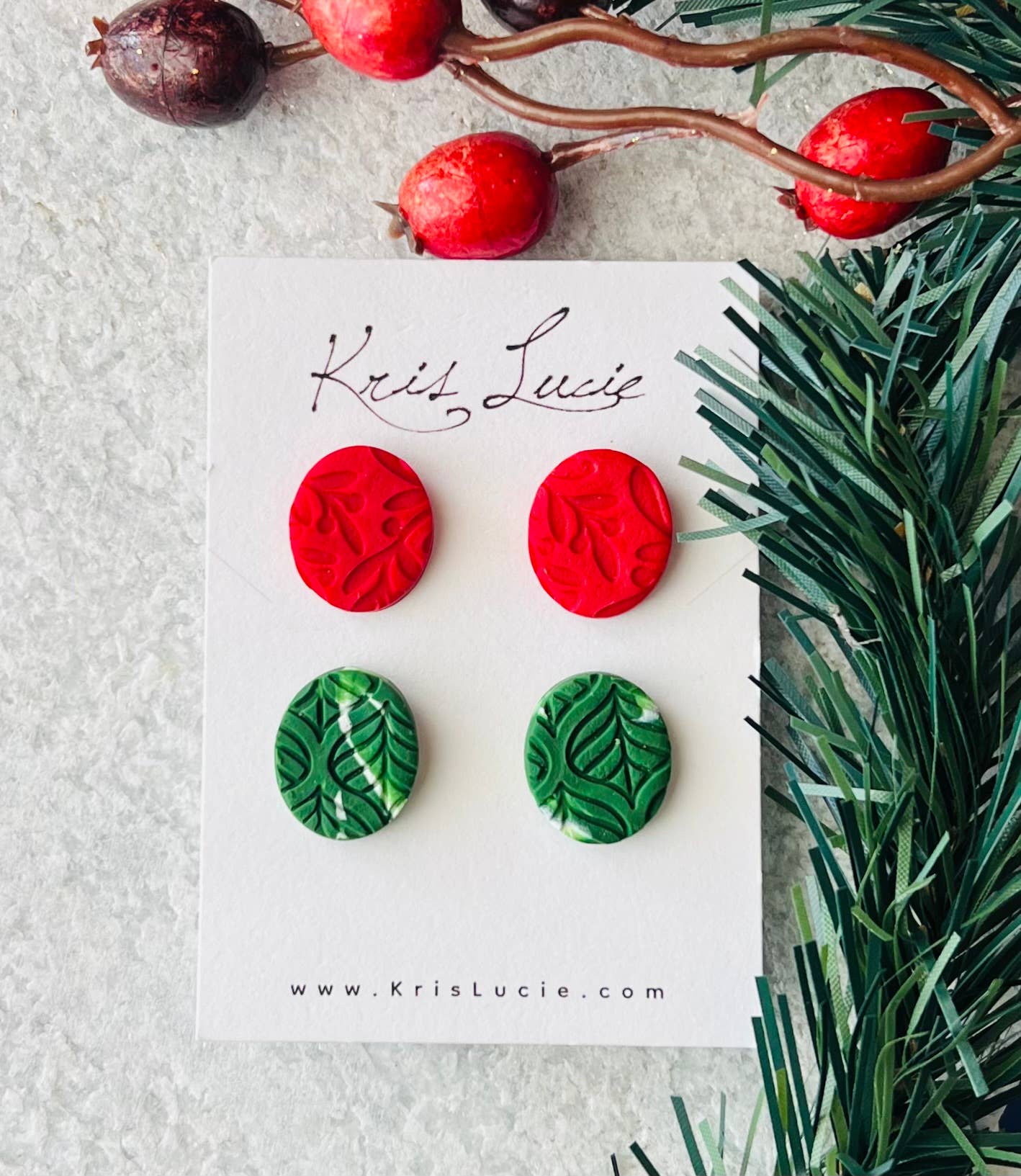 Earrings Red & Green Holiday Studs