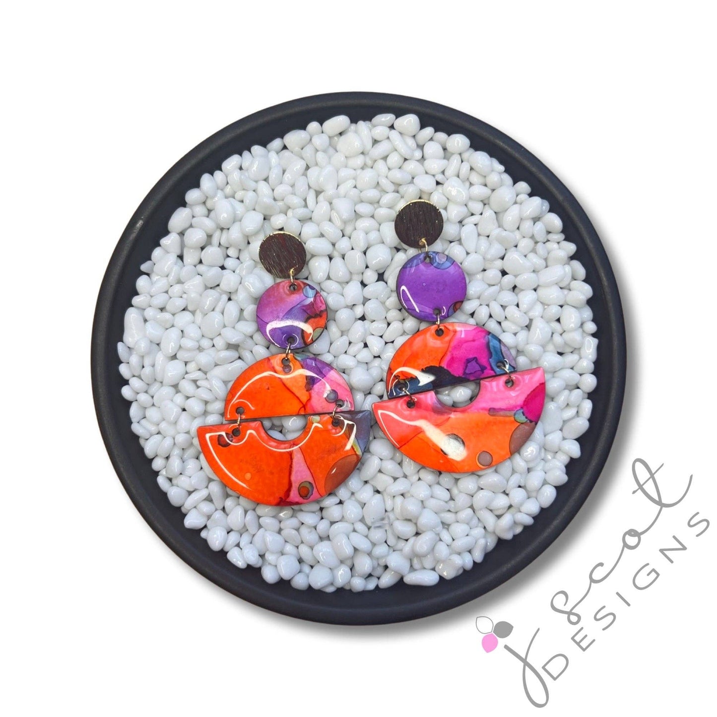 Earrings - TANAKA - Tangerine/Magenta/Purple