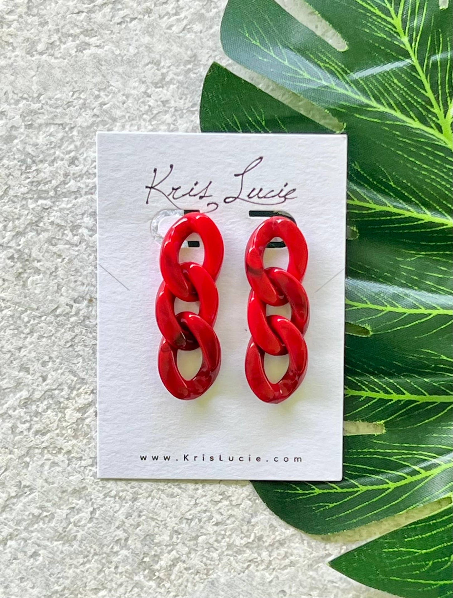 Earrings - Wendy Red Chain