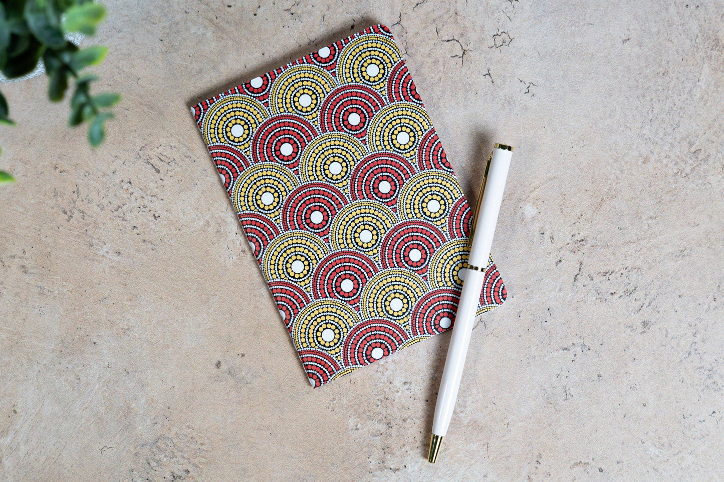 Notebook (Mini) - African Print Pocket Red and Yellow (Ankara)