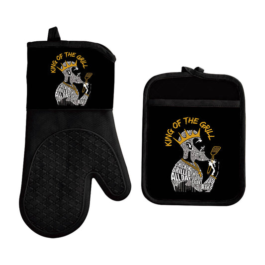 Oven Mitt and Pot Holder Set King of The Grill