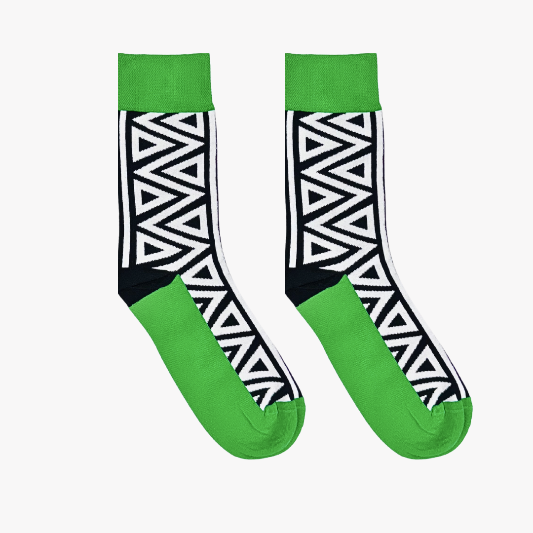 Afropop Socks - Triangles Green