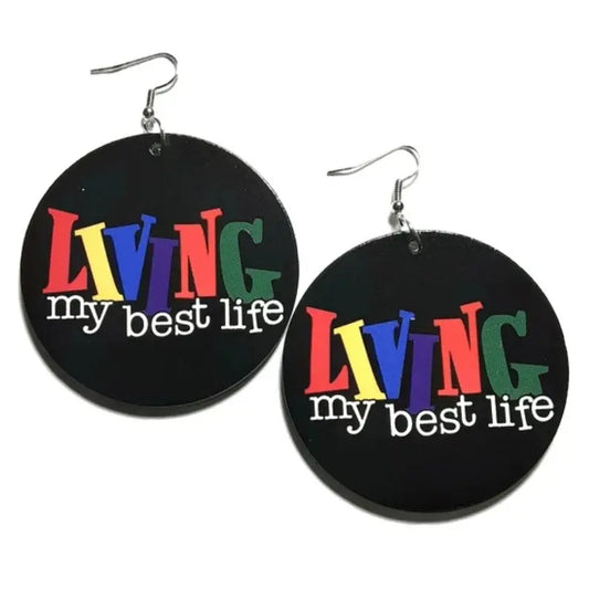 Living My Best Life in Color Statement Dangle Wood Earrings