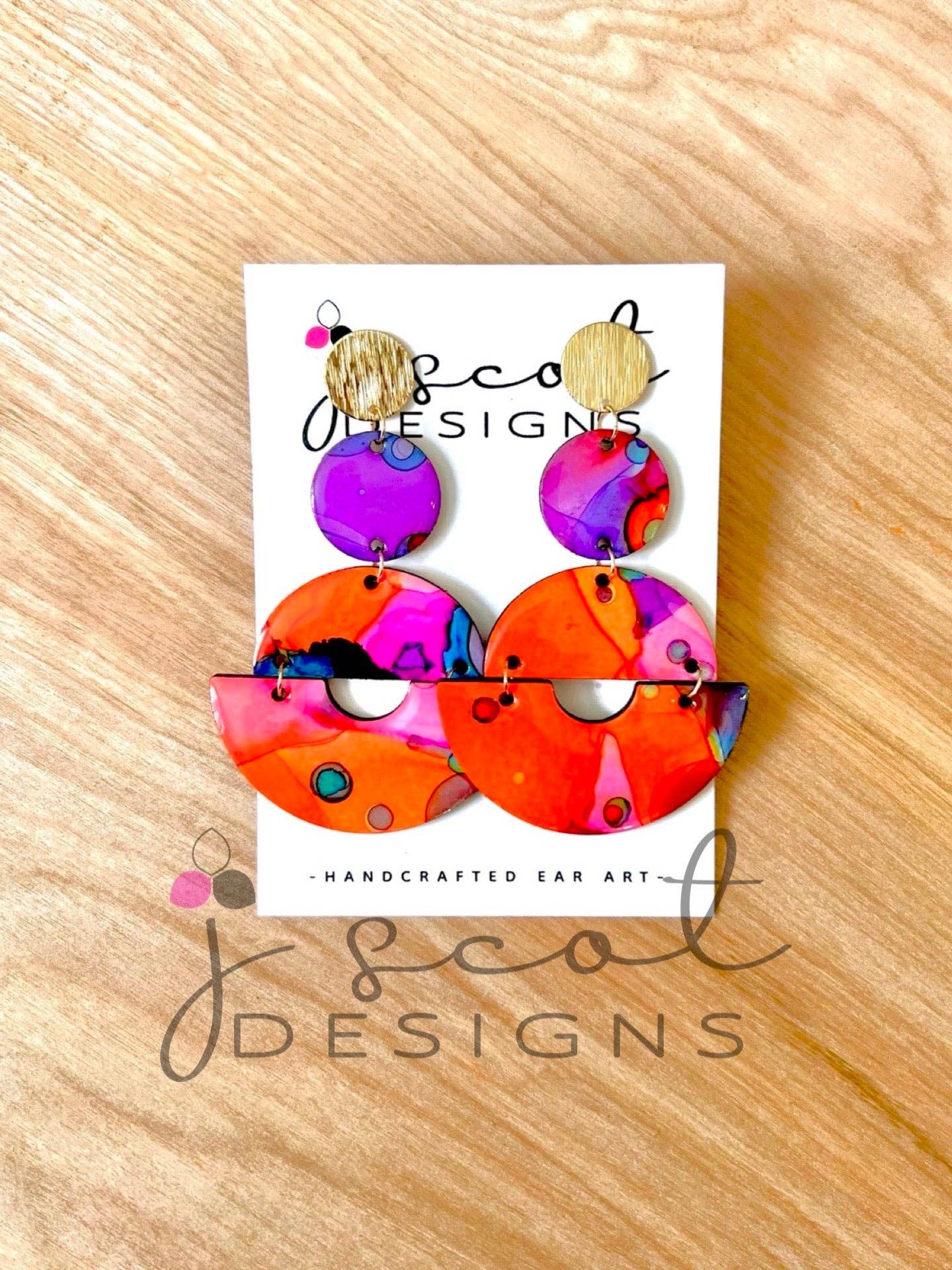 Earrings - TANAKA - Tangerine/Magenta/Purple